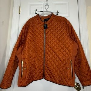 Ashley Stewart Orange Quilted Bomber Jacket